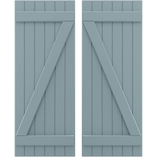 Ekena Millwork Americraft 6-Board (2 Batten) Wood Joined Board-n-Batten Shutters w/ Z-Bar, ARW102BB621X77SBH, PR ARW102BB621X77SBH - main